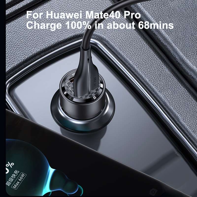 USAMS US-CC208 C39 60W USB + Type-C Dual Port Fast Charging Aluminum Alloy Transparent Car Charger(P