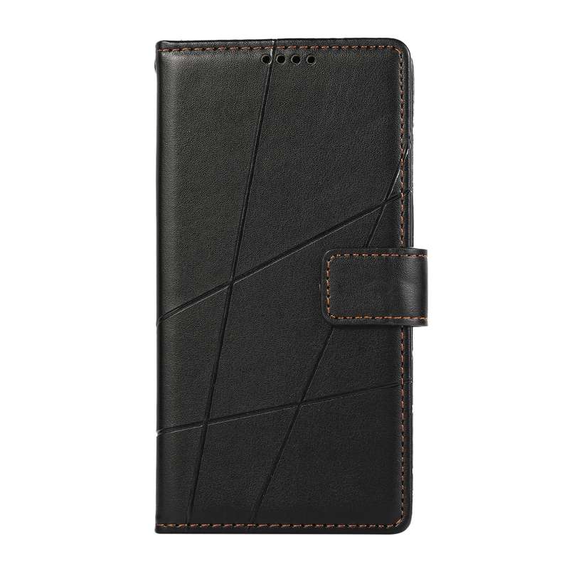 For Xiaomi Redmi 9 PU Genuine Leather Texture Embossed Line Phone Case(Black)