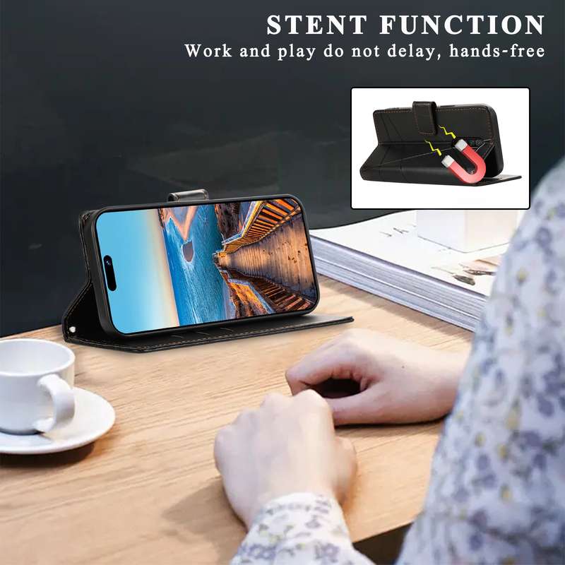 For Xiaomi Redmi 9 PU Genuine Leather Texture Embossed Line Phone Case(Black)