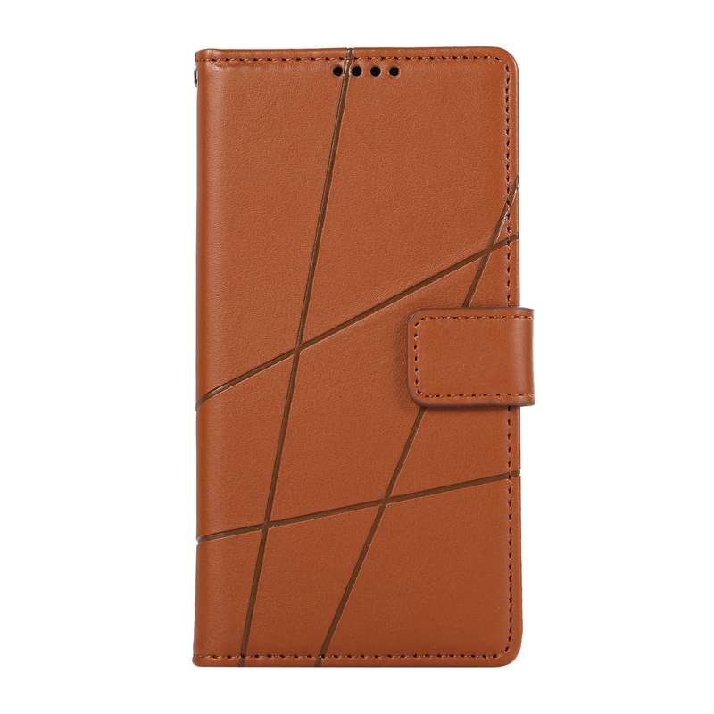 For Xiaomi Redmi A1+ PU Genuine Leather Texture Embossed Line Phone Case(Brown)