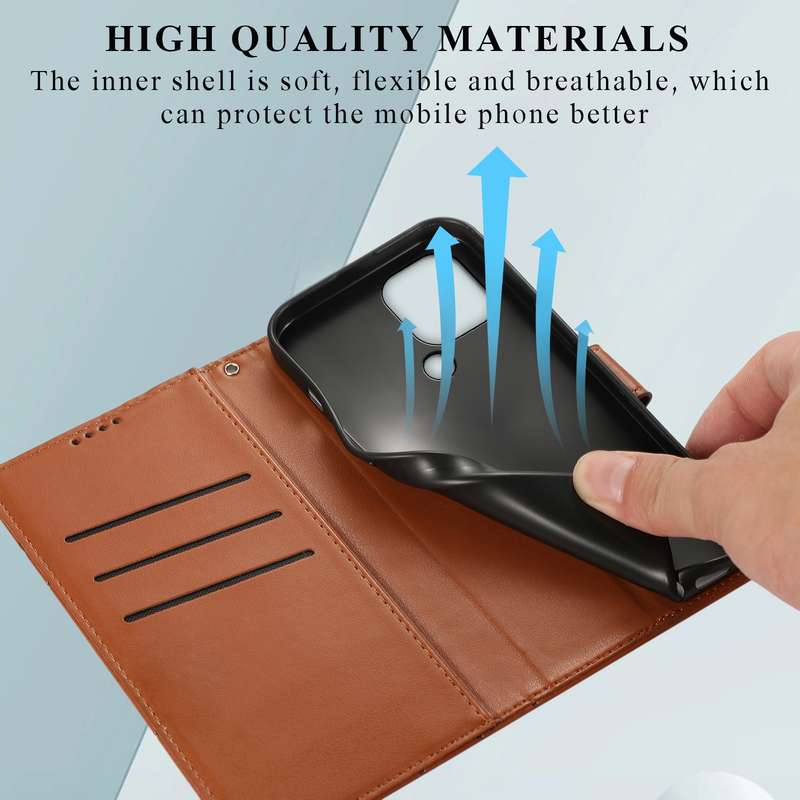 For Xiaomi Redmi A1+ PU Genuine Leather Texture Embossed Line Phone Case(Brown)