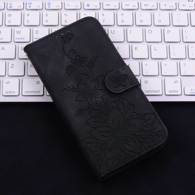 For Honor Magic6 Pro Lily Embossed Leather Phone Case(Black)