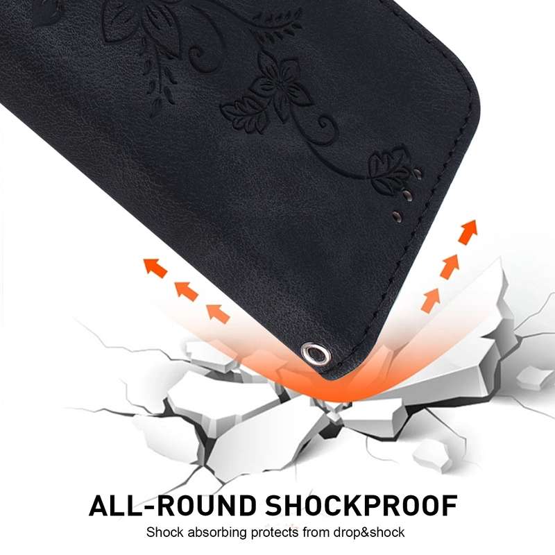 For Honor Magic6 Pro Lily Embossed Leather Phone Case(Black)