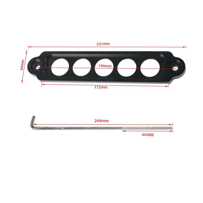 A8681-01 5-hole Car Aluminum Alloy Battery Mounting Bracket(Black)