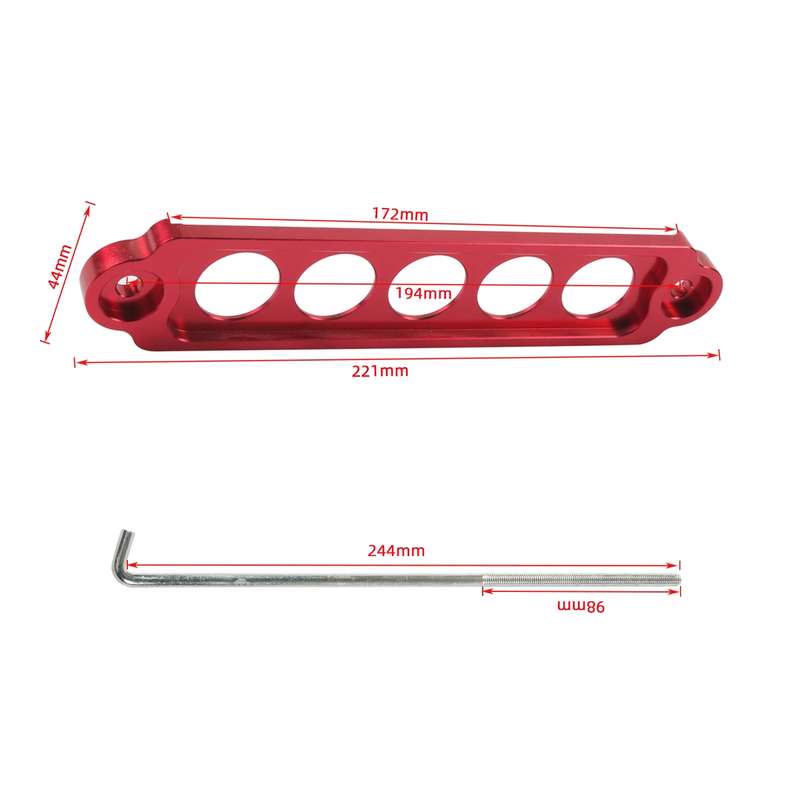 A8681-02 5-hole Car Aluminum Alloy Battery Mounting Bracket(Red)