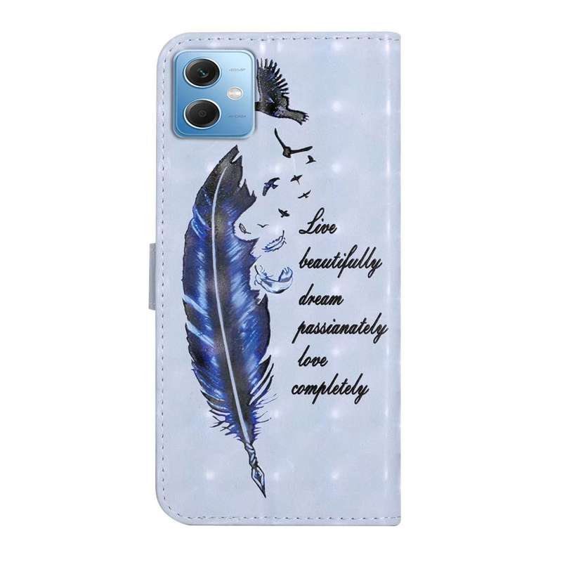 For Xiaomi Redmi Note 12 Global Oil Embossed 3D Drawing Leather Phone Case(Blue Feather)