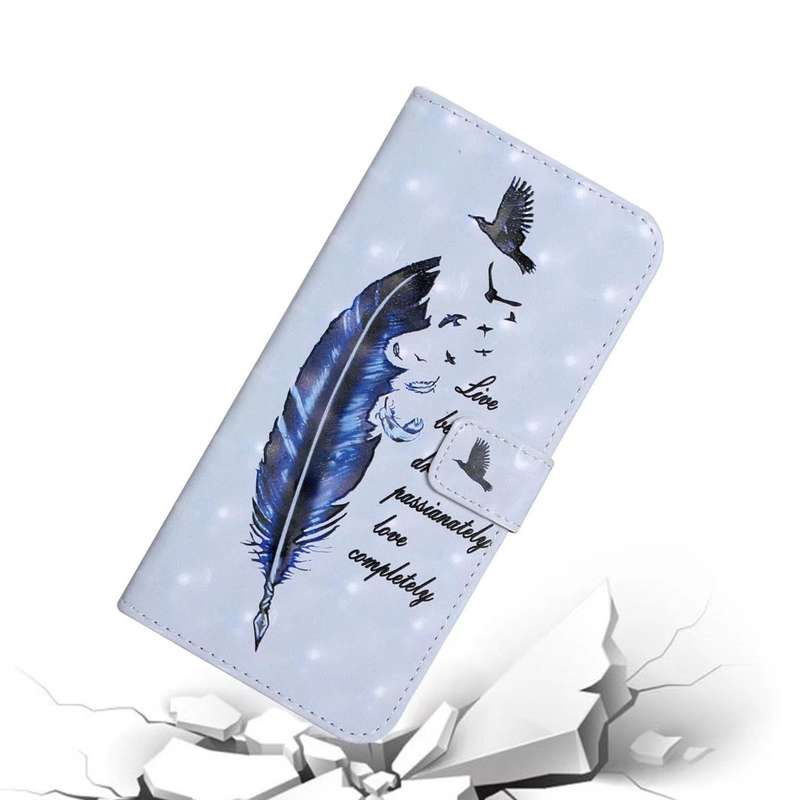 For Xiaomi Mi 10T Lite Oil Embossed 3D Drawing Leather Phone Case(Blue Feather)