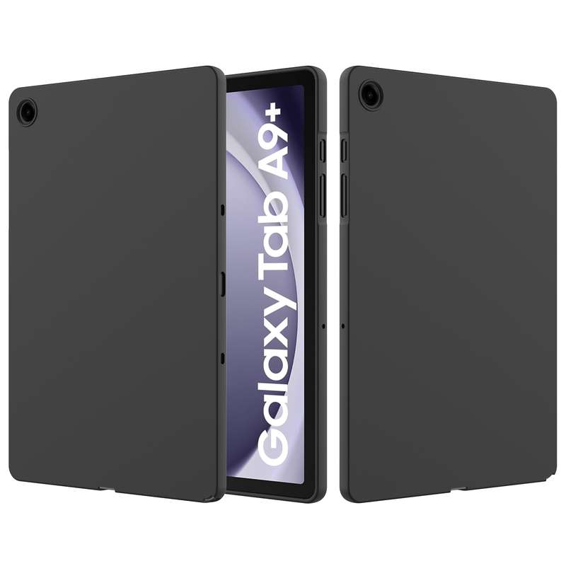 For Samsung Galaxy Tab A9+ Pure Color Liquid Silicone Shockproof Tablet Case(Black)
