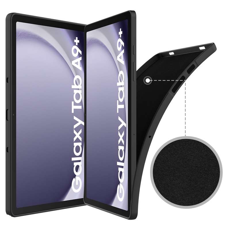 For Samsung Galaxy Tab A9+ Pure Color Liquid Silicone Shockproof Tablet Case(Black)