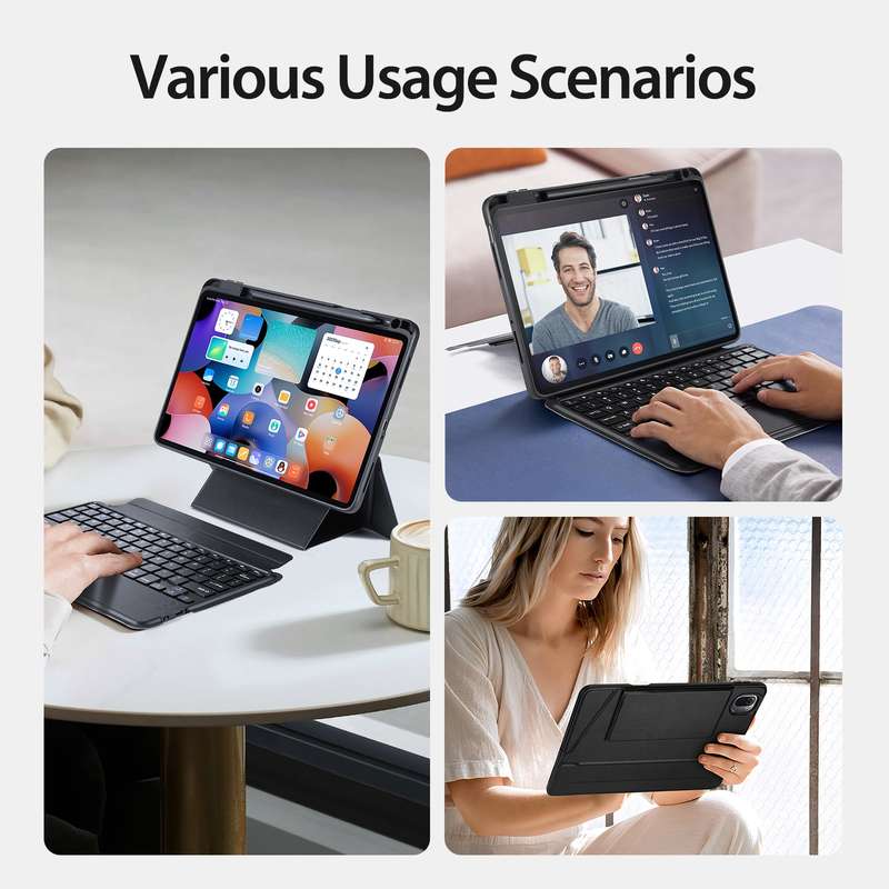 For Xiaomi Pad 5 / 5 Pro DUX DUCIS DK Floating Magnetic Keyboard Leather Tablet Case with Holder(Bla
