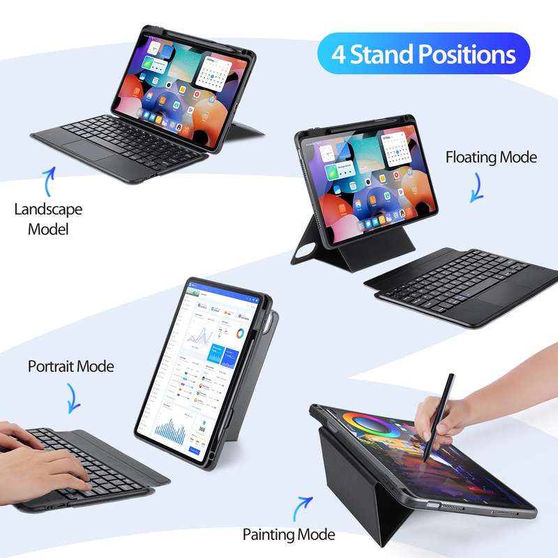 For Xiaomi Pad 5 / 5 Pro DUX DUCIS DK Floating Magnetic Keyboard Leather Tablet Case with Holder(Bla