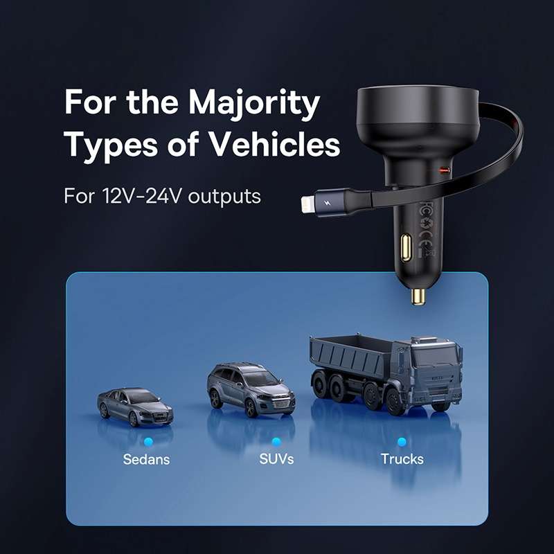 Baseus Tuxiang Pro CCTXP-CL 55W 2 in 1 8 Pin+Type-C Interface Car Charger(Black)