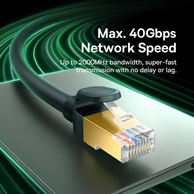 Baseus PCWL-A108 High Speed CAT8 40Gigabit Ethernet Round Cable, Length:8m(Black)