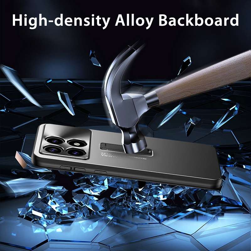 For Xiaomi Redmi K70 Frosted Metal Hybrid TPU Holder Phone Case(Black)