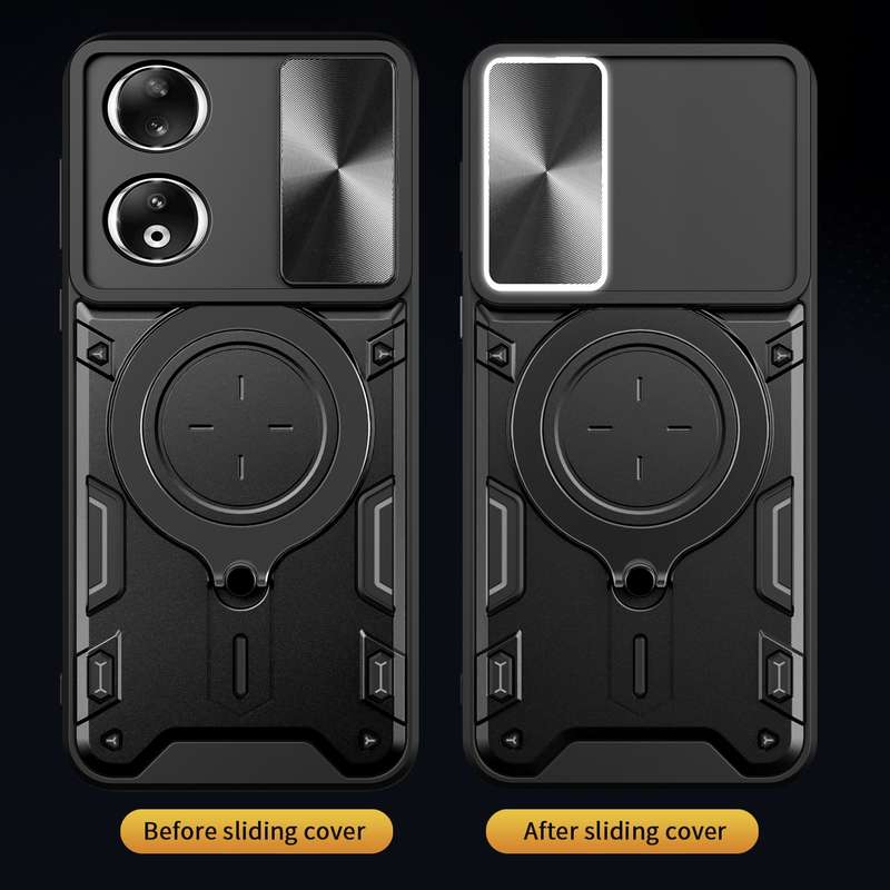 For Honor 90 5G CD Texture Sliding Camshield Magnetic Holder Phone Case(Black)