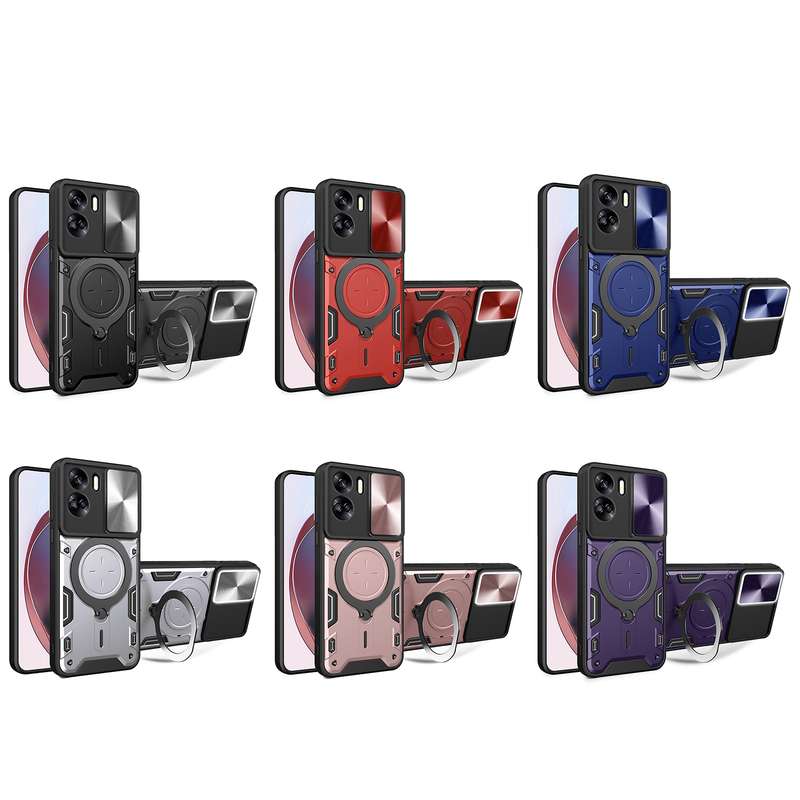 For Honor 90 Lite 5G CD Texture Sliding Camshield Magnetic Holder Phone Case(Pink)