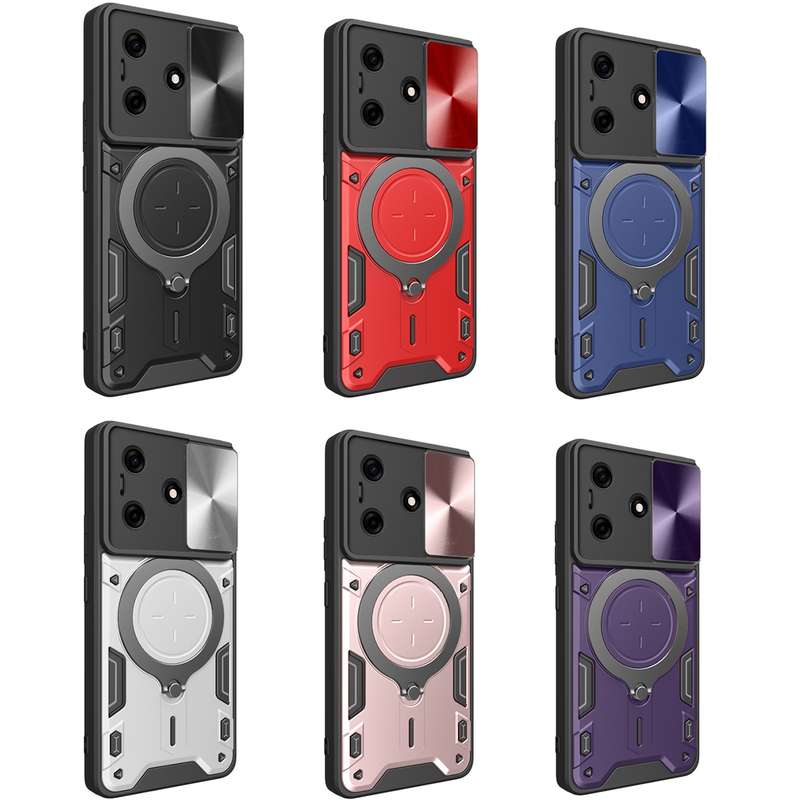 For Tecno Spark 10 / Spark 10C CD Texture Sliding Camshield Magnetic Holder Phone Case(Black)