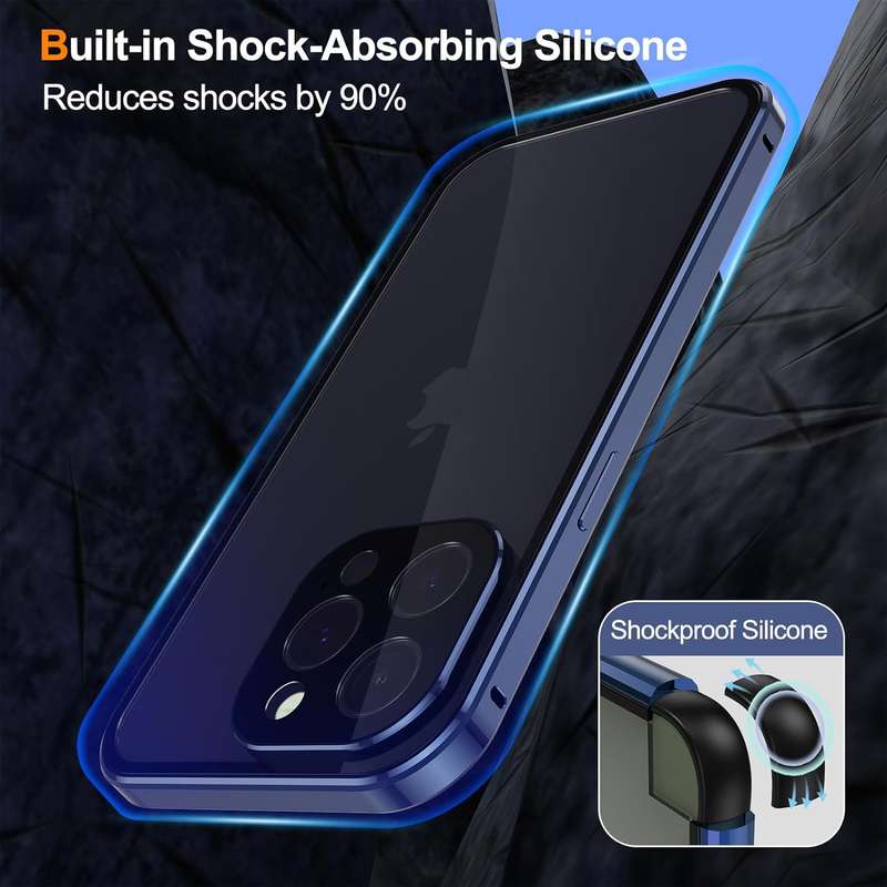 For iPhone 15 Pro Max Anti-peeping Magnetic Double-sided Tempered Glass Phone Case(Black)