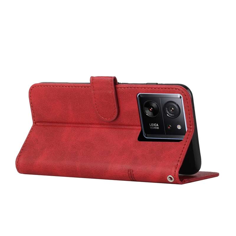 For Xiaomi 13T / Xiaomi 13T Pro Stitching Calf Texture Buckle Leather Phone Case(Red)