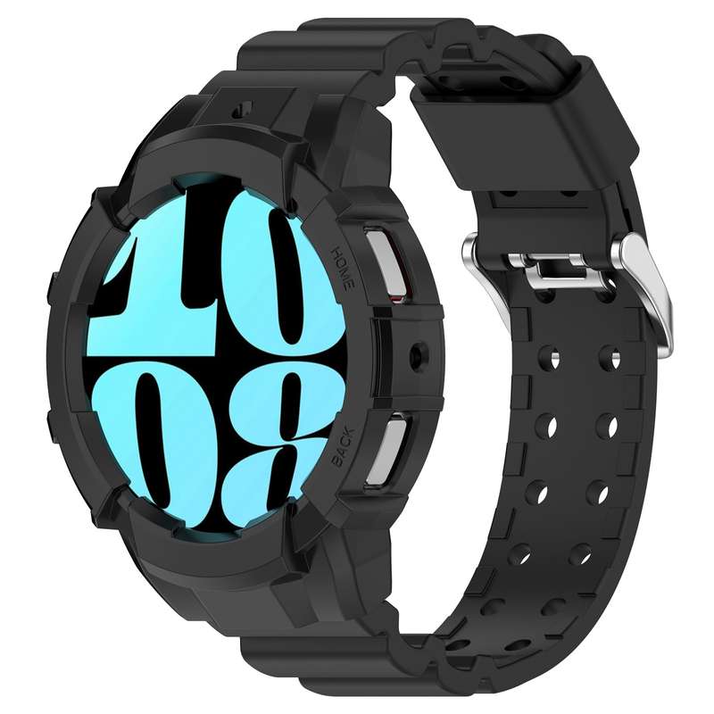 For Samsung Galaxy Watch 6 40mm Armor Silicone Watch Band + Watch Case Set(Black)