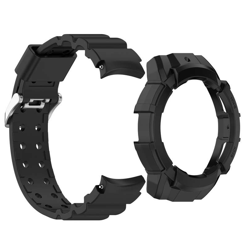 For Samsung Galaxy Watch 6 40mm Armor Silicone Watch Band + Watch Case Set(Black)