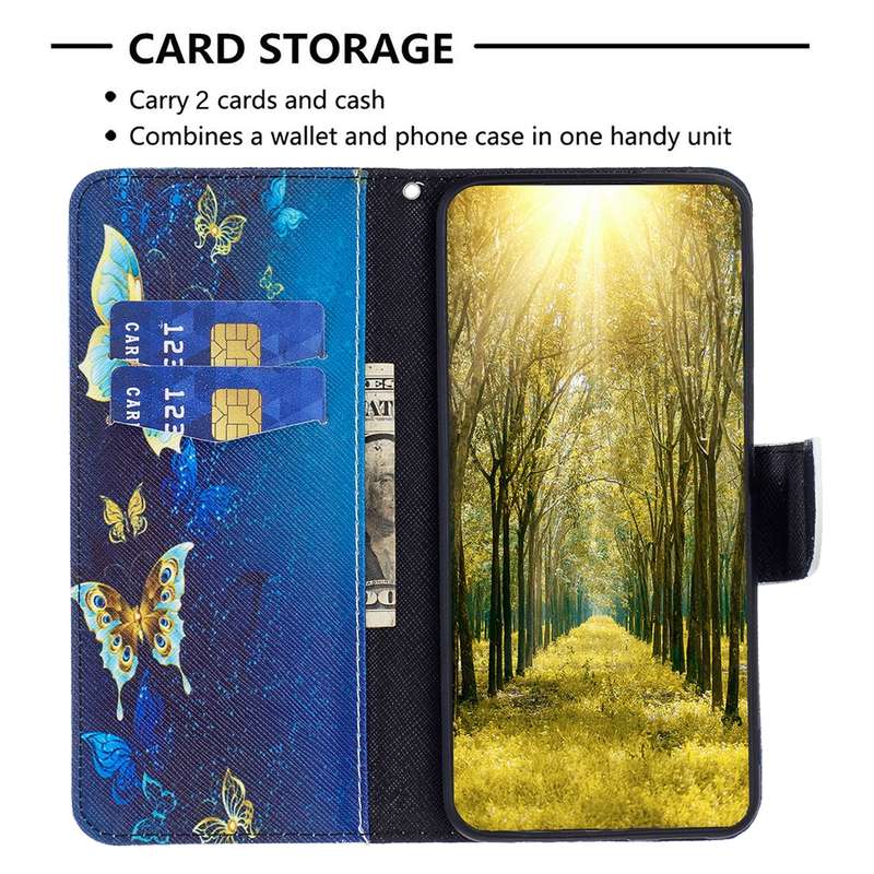 For Motorola Edge 50 Ultra Colored Drawing Pattern Leather Phone Case(Gold Butterfly)