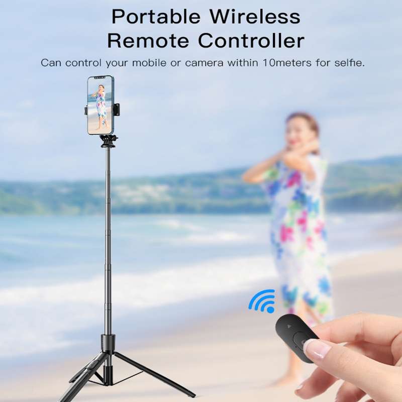 Yesido SF13 Retractable Extended Bluetooth Tripod Phone Live Streaming Selfie Stand(Black)