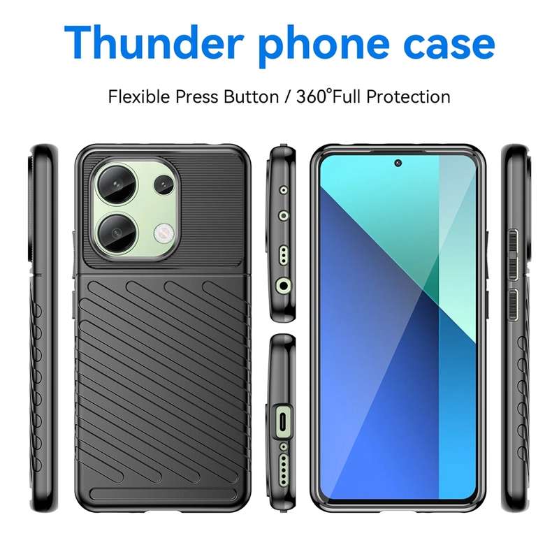For Xiaomi Redmi Note 13 4G Thunderbolt Shockproof Soft TPU Phone Case(Black)