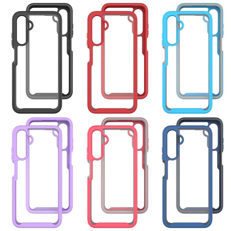 For Samsung Galaxy A05s Starry Sky Solid Color Shockproof TPU Clear PC Phone Case(Pink)