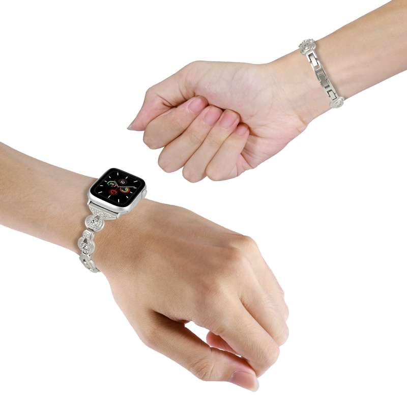 For Apple Watch Series 7 41mm Gourd Diamond Metal Watch Band(Starlight Color)