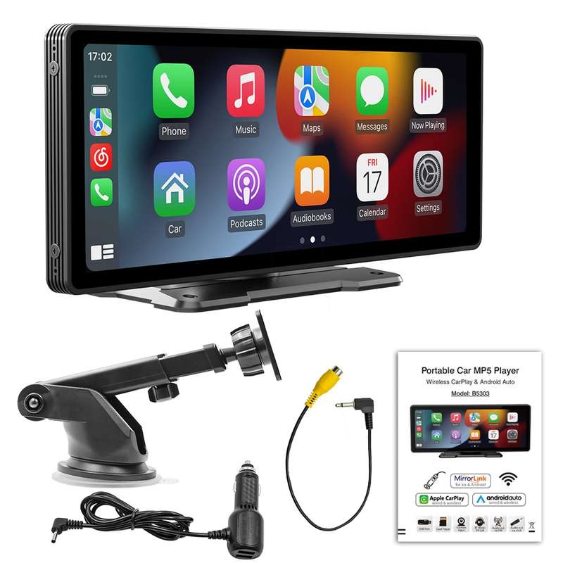 B5303R 10.26 inch Portable Car MP5 Player Built-in Driving Recorder Support CarPlay / Android Auto(B