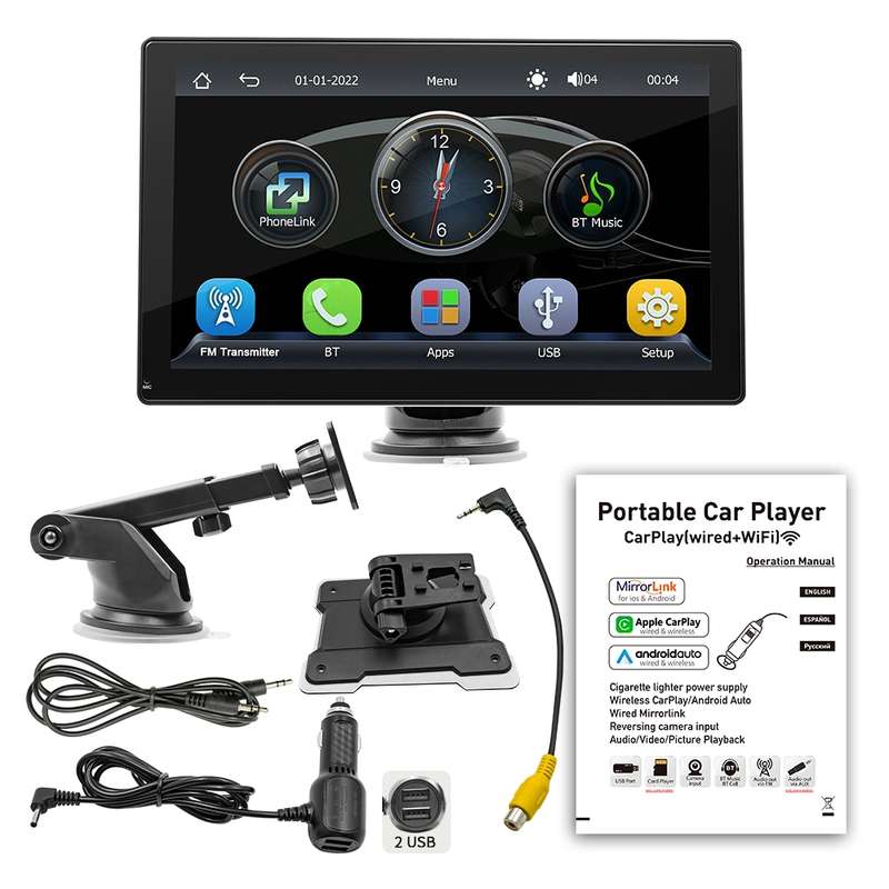 B5305 9 inch Portable Car MP5 Player Support CarPlay / Android Auto(Black)