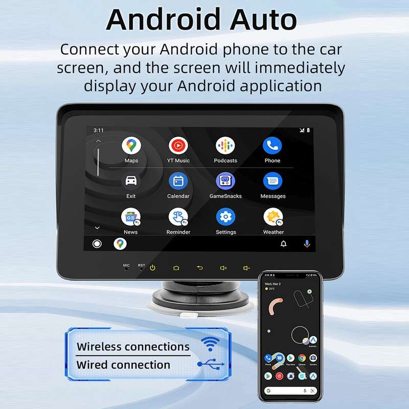 B5310 7 inch Portable Car MP5 Player Support CarPlay / Android Auto(Black)