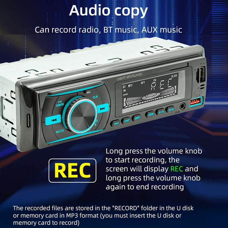 D3156 Car Colorful Lights MP3 Player Supports Voice Assistant / FM(Black)