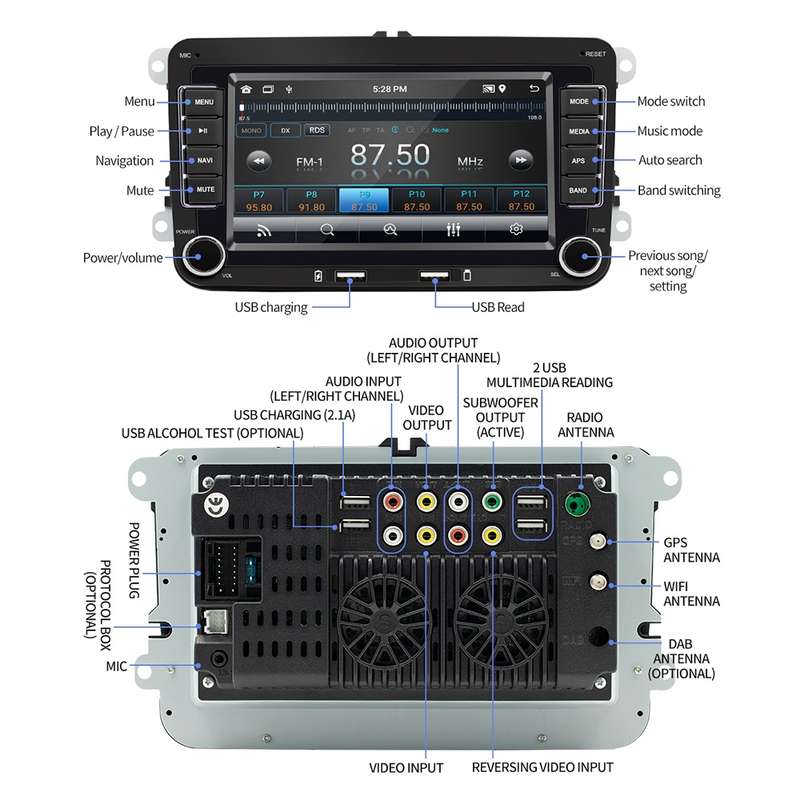 S9070 For Volkswagen 7 inch Portable Car MP5 Player Support CarPlay / Android Auto, Specification:1G