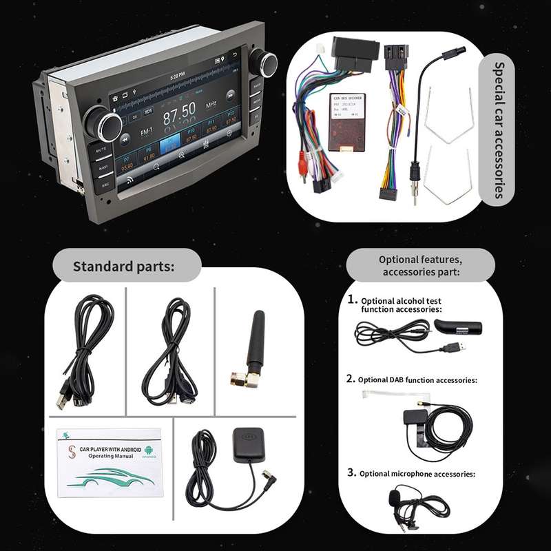 S-OB7A 7 inch Portable Car MP5 Player Built-in DAB Function Support CarPlay / Android Auto for OPEL,