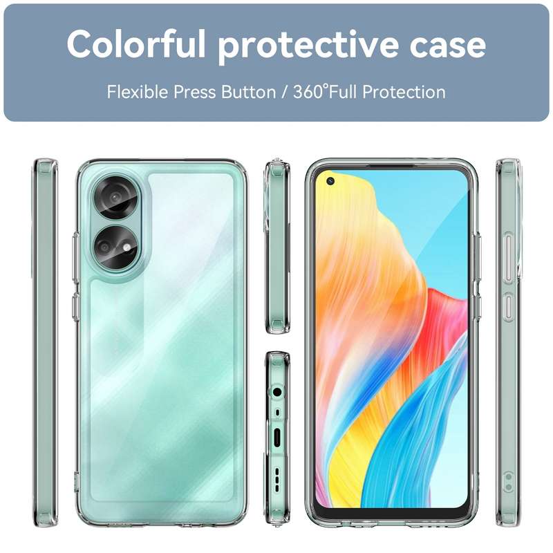 For OPPO A78 4G Colorful Series Acrylic Hybrid TPU Phone Case(Transparent Blue)