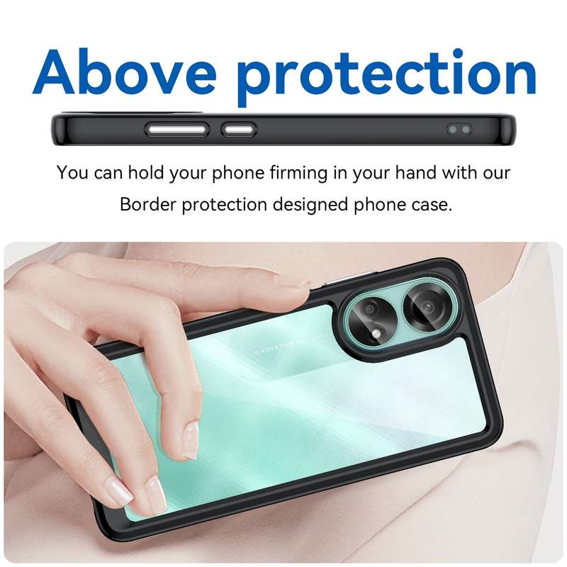 For OPPO A58 4G Colorful Series Acrylic Hybrid TPU Phone Case(Black)