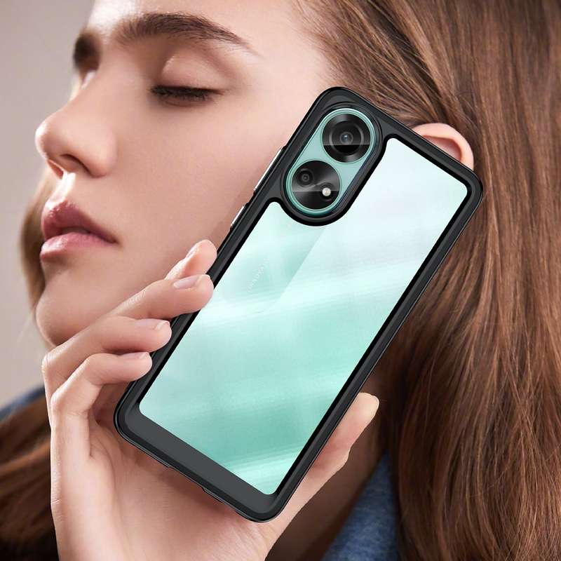 For OPPO A58 4G Colorful Series Acrylic Hybrid TPU Phone Case(Black)