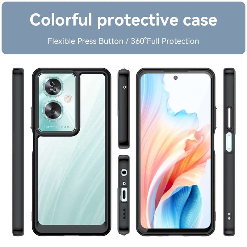 For OPPO A79 5G Colorful Series Acrylic Hybrid TPU Phone Case(Black)