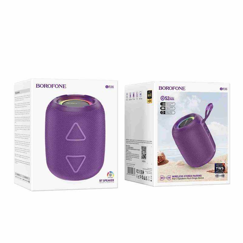 BOROFONE BR36 Lucy Sports TWS Bluetooth 5.3 Speaker Support TF Card / FM(Black)