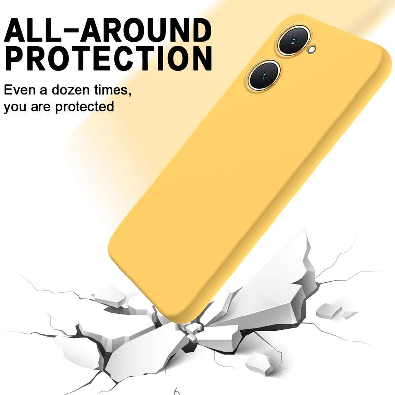 For vivo Y03 Solid Color Liquid Silicone Dropproof Full Coverage Phone Case(Yellow)