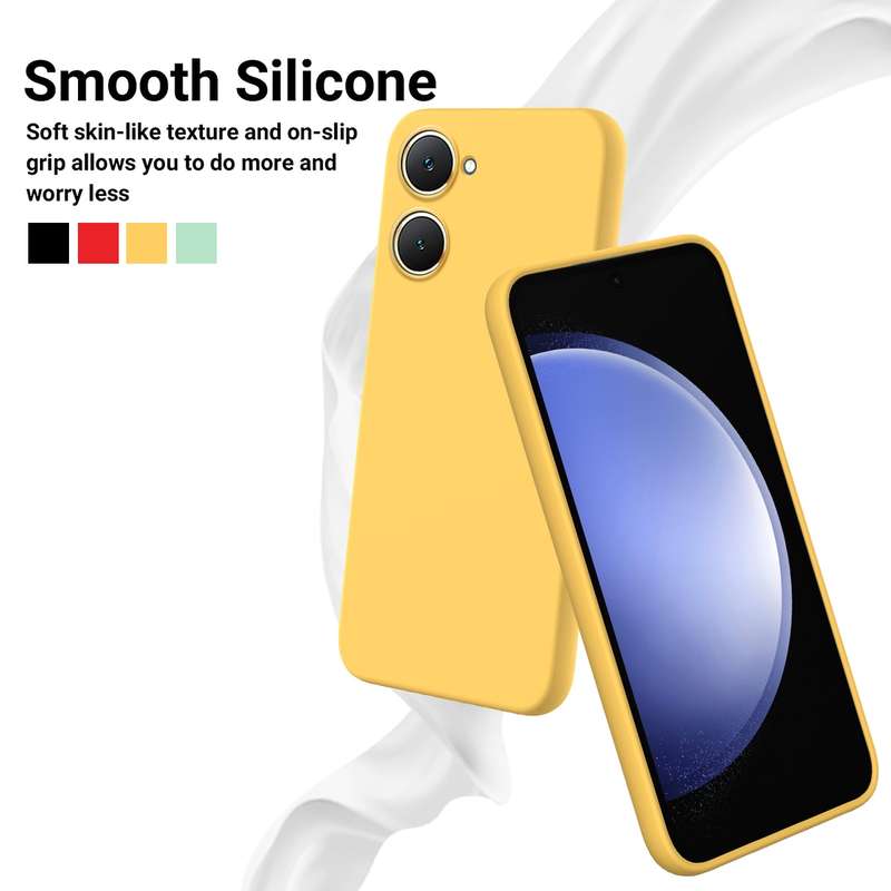 For vivo Y03 Solid Color Liquid Silicone Dropproof Full Coverage Phone Case(Yellow)