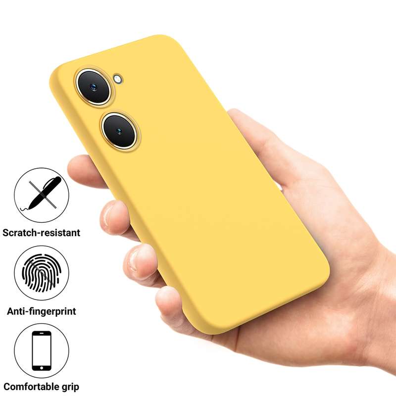 For vivo Y03 Solid Color Liquid Silicone Dropproof Full Coverage Phone Case(Yellow)