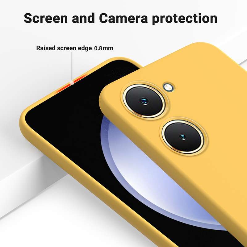 For vivo Y03 Solid Color Liquid Silicone Dropproof Full Coverage Phone Case(Yellow)