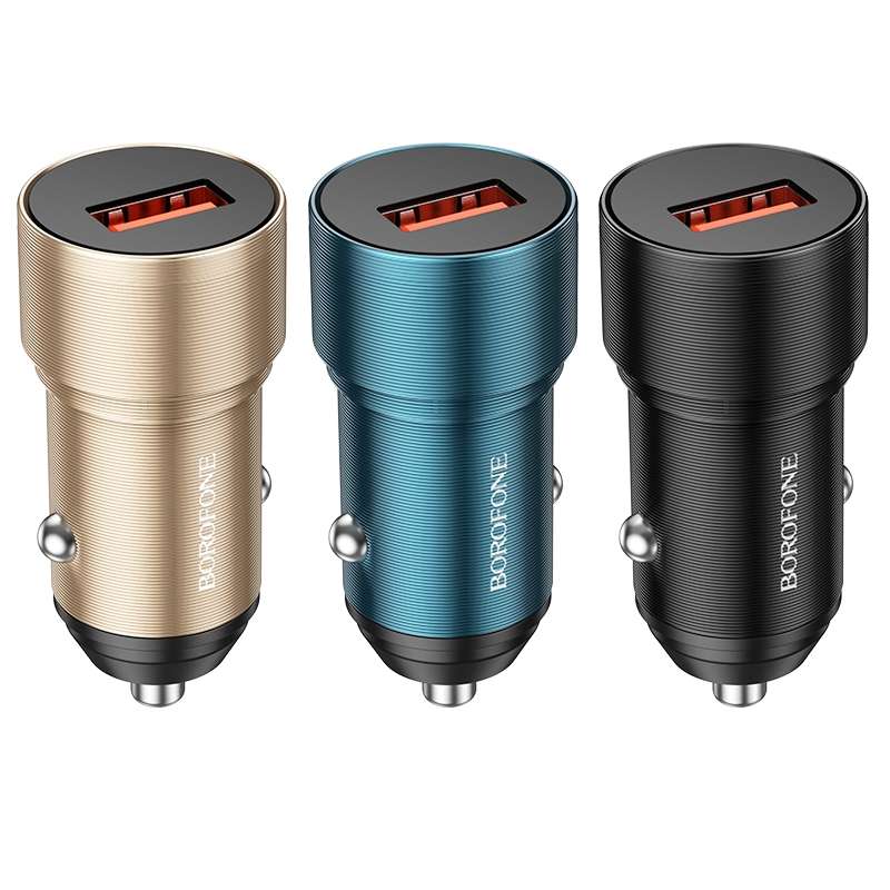 BOROFONE BZ19A Wisdom QC3.0 USB Port Fast Charging Car Charger(Black)