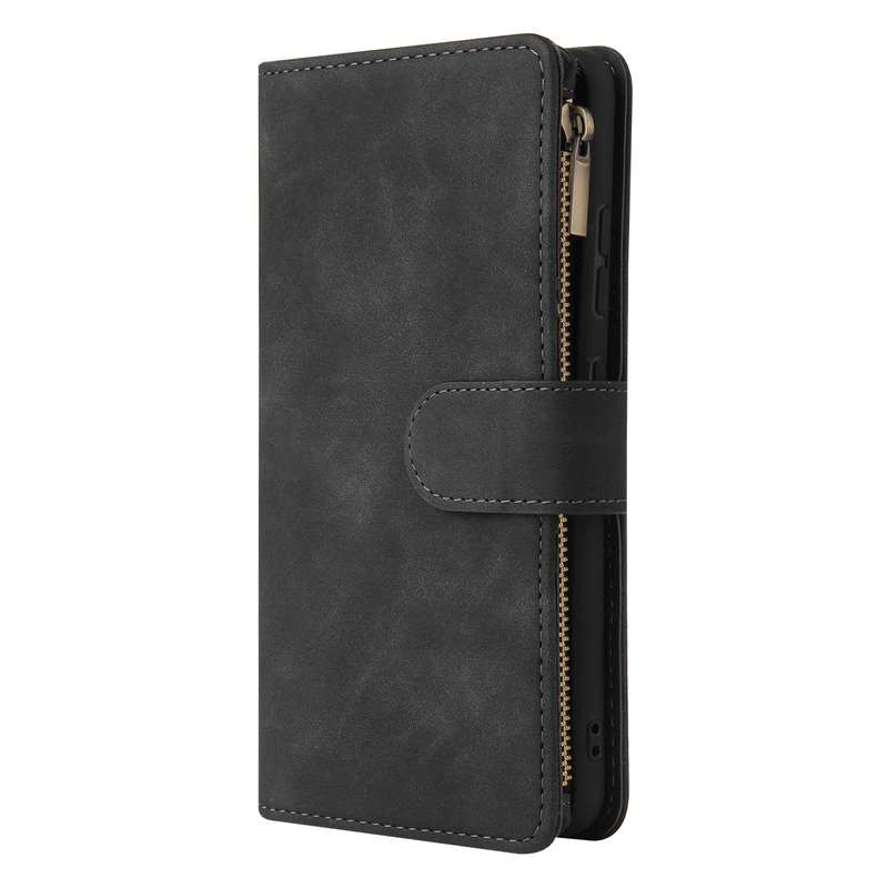 For Samsung Galaxy A32 4G Multifunctional Frosted Zipper Wallet Leather Phone Case(Black)