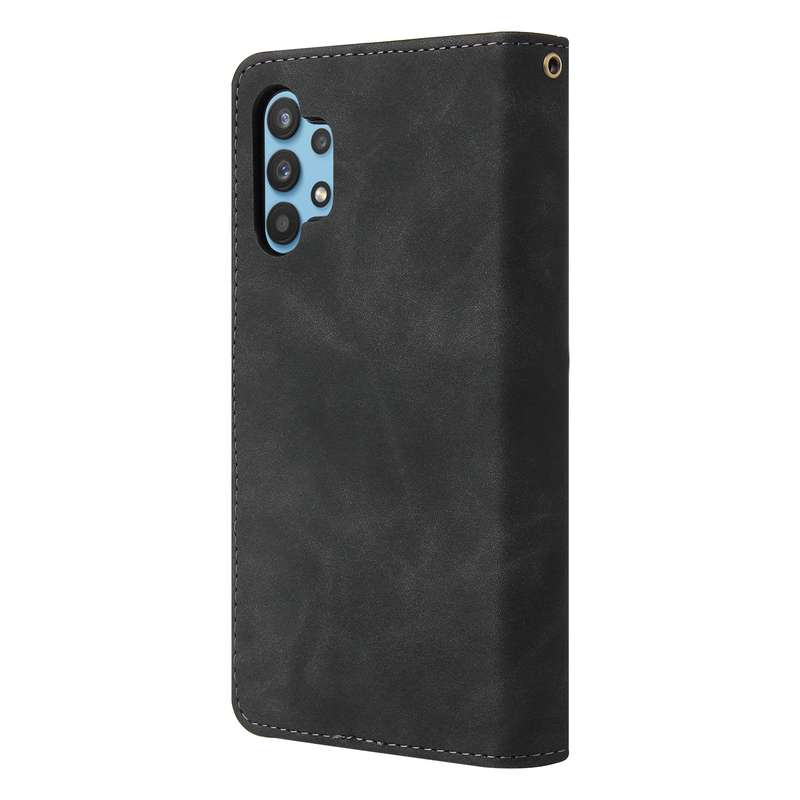 For Samsung Galaxy A32 4G Multifunctional Frosted Zipper Wallet Leather Phone Case(Black)