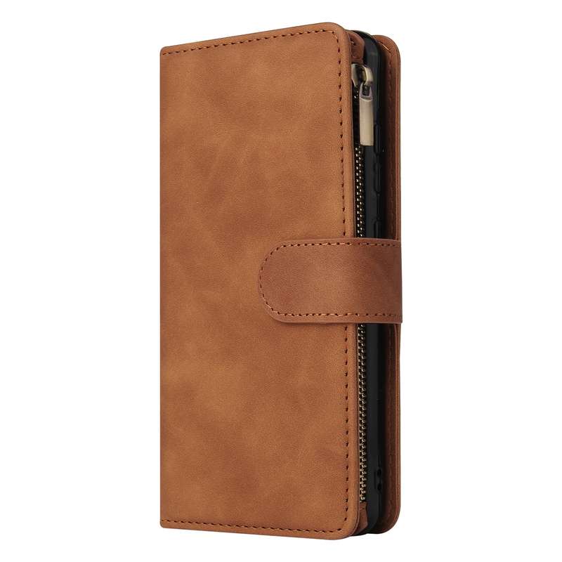 For Samsung Galaxy A52 5G Multifunctional Frosted Zipper Wallet Leather Phone Case(Brown)