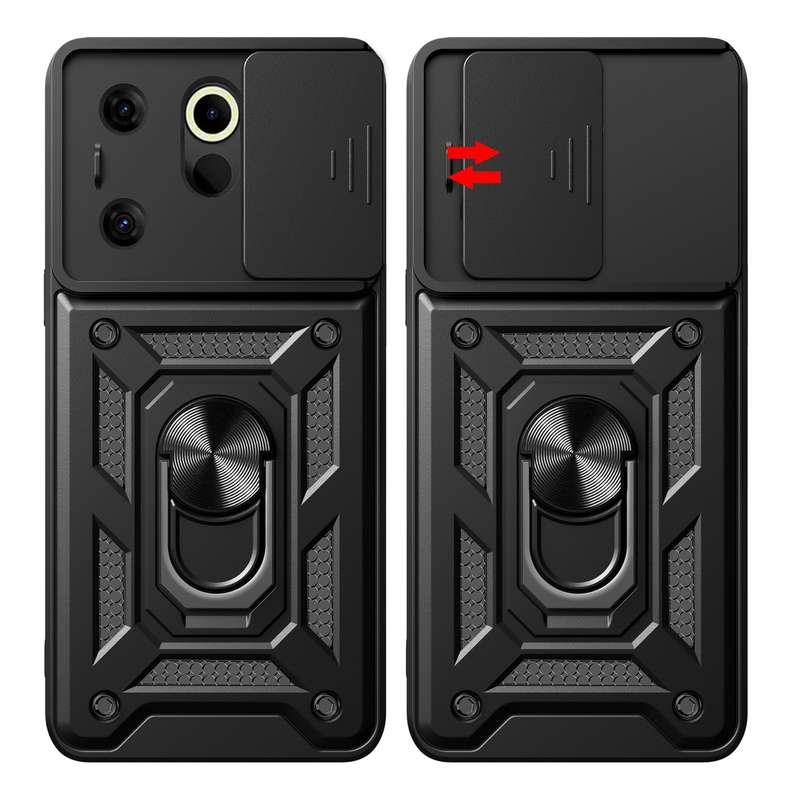 For Tecno Camon 20 Premier Sliding Camera Cover Design TPU+PC Phone Case(Silver)